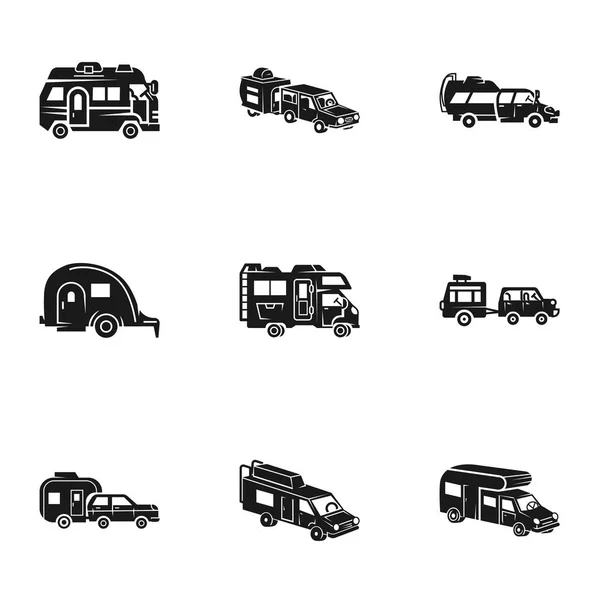 Motorhome icon set, simple style — Stock Vector