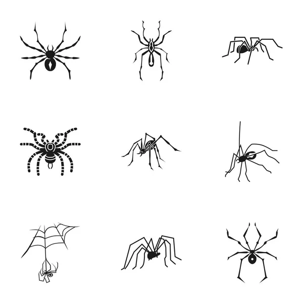 Set de iconos de araña, estilo simple — Vector de stock