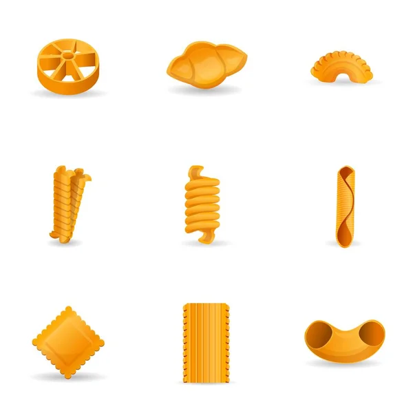 Conjunto de iconos de pasta, estilo de dibujos animados — Vector de stock