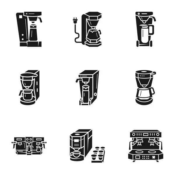 Set de iconos de máquina de café, estilo simple — Vector de stock