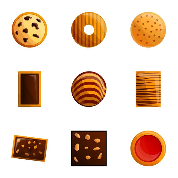 Conjunto de ícones de cookies, estilo cartoon — Vetor de Stock