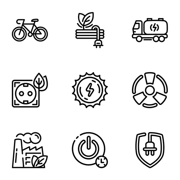 Conjunto de iconos energéticos globales, estilo de esquema — Vector de stock