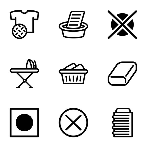 Laundry icon set, outline style — Stock Vector