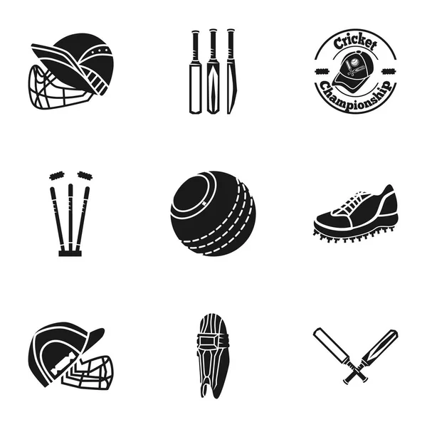 Conjunto de ícones de equipamentos de críquete, estilo simples —  Vetores de Stock