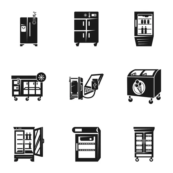 Congelador icono conjunto, estilo simple — Vector de stock