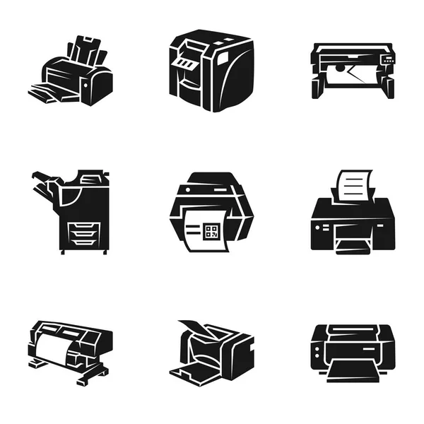 Conjunto de iconos de impresora moderna, estilo simple — Vector de stock