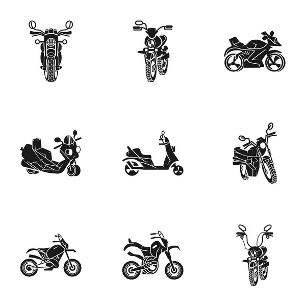 Conjunto de ícones de motocicleta, estilo simples — Vetor de Stock