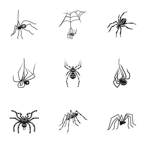 Conjunto de iconos de araña de terror, estilo simple — Vector de stock