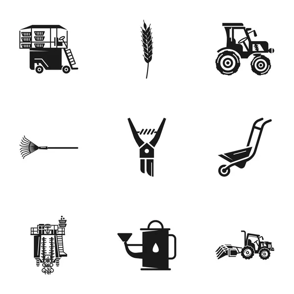 Набор иконок для сельскохозяйственных инструментов, простой стиль — стоковый вектор
