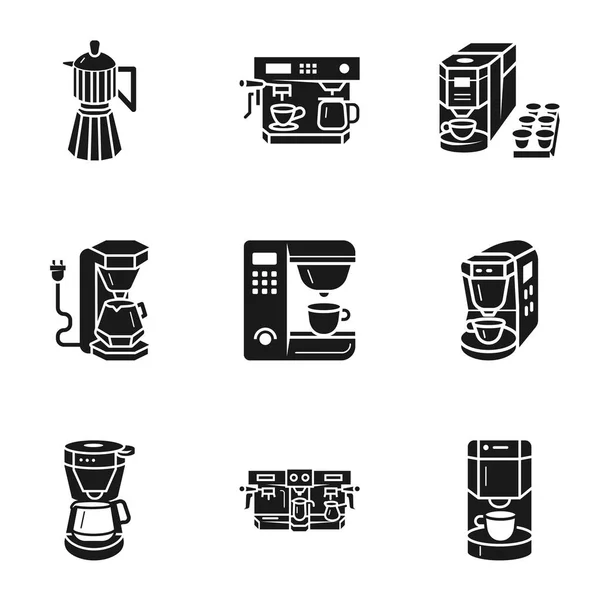 Σύνολο εικονιδίων μηχανής οικιακού καφέ, απλό στυλ — Διανυσματικό Αρχείο
