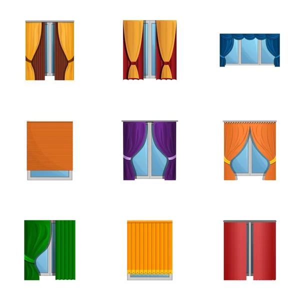 Ensemble d'icônes louvers de fenêtre, style dessin animé — Image vectorielle