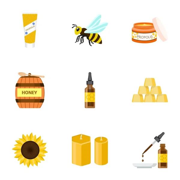 Bee honey icon set, flat style Royalty Free Stock Vectors