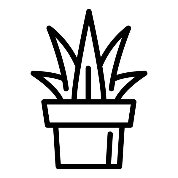 Aloë vera plant pot pictogram, Kaderstijl — Stockvector