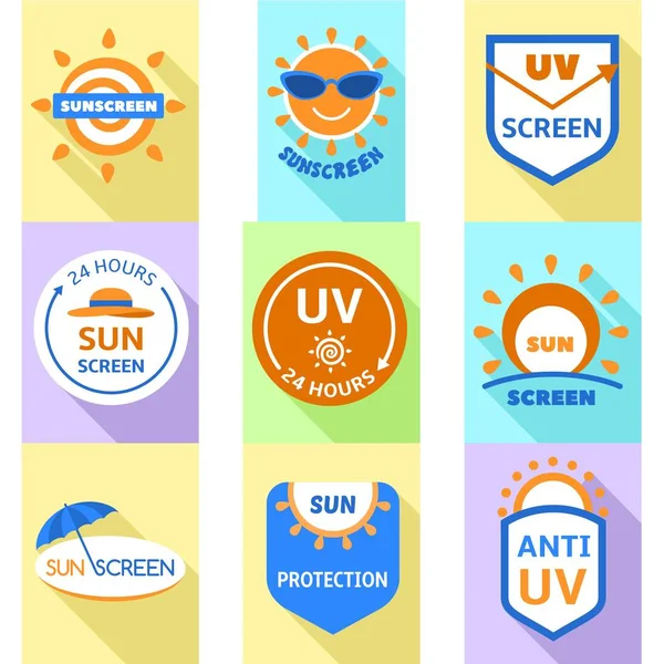Conjunto de logotipo de proteção solar, estilo plano —  Vetores de Stock