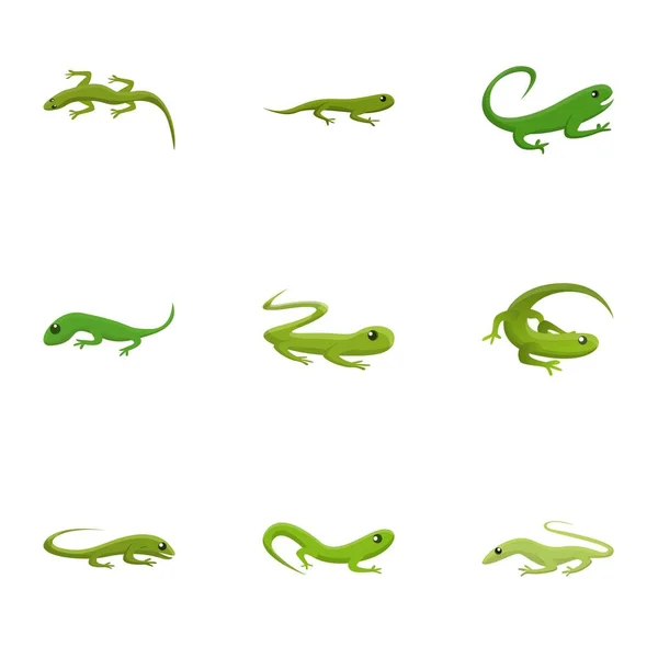 Набір значків ящірки, мультиплікаційний стиль — стоковий вектор
