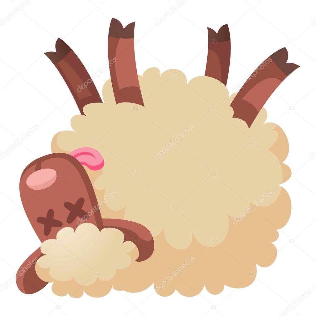 Dead sheep icon, cartoon style