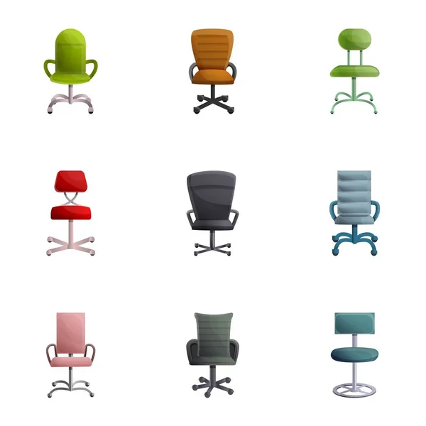 Desk chair icon set, cartoon style — Stock Vector