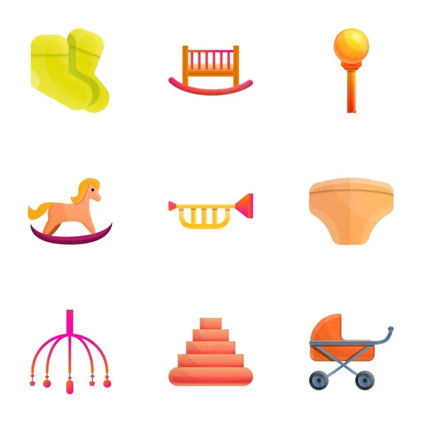 Conjunto de ícone de brinquedo do bebê, estilo dos desenhos animados —  Vetores de Stock