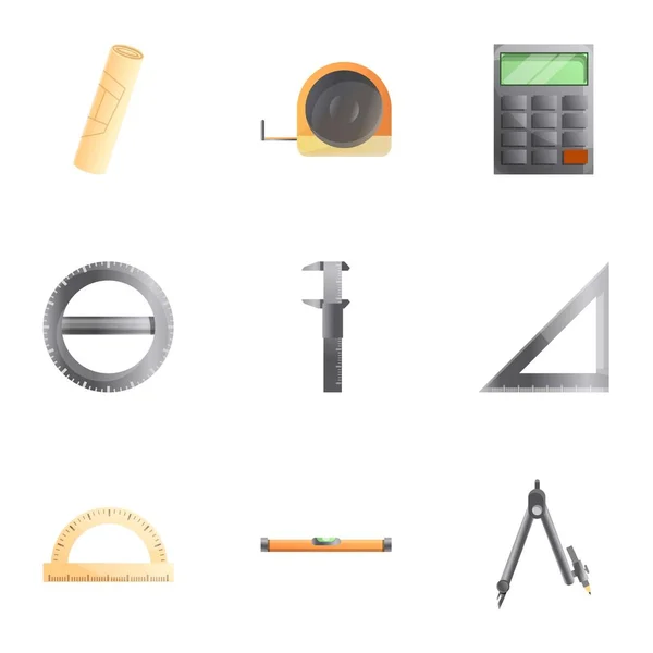 Conjunto de iconos de herramientas de arquitecto, estilo de dibujos animados — Vector de stock
