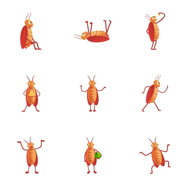 Conjunto de iconos de cucaracha, estilo de dibujos animados — Archivo Imágenes Vectoriales