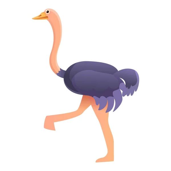 Пішохідна страусова ікона, мультиплікаційний стиль — стоковий вектор