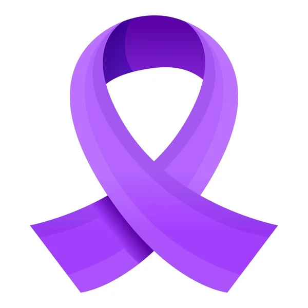 Purple ribbon icon, cartoon style — Stock Vector