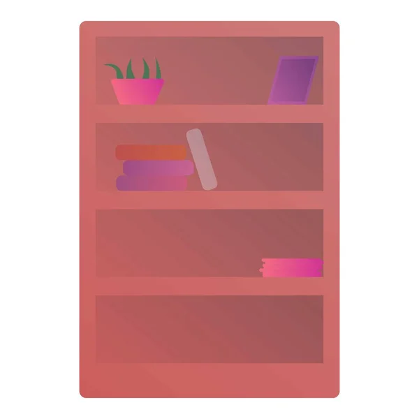 Trä bok hylla ikon, tecknad stil — Stock vektor