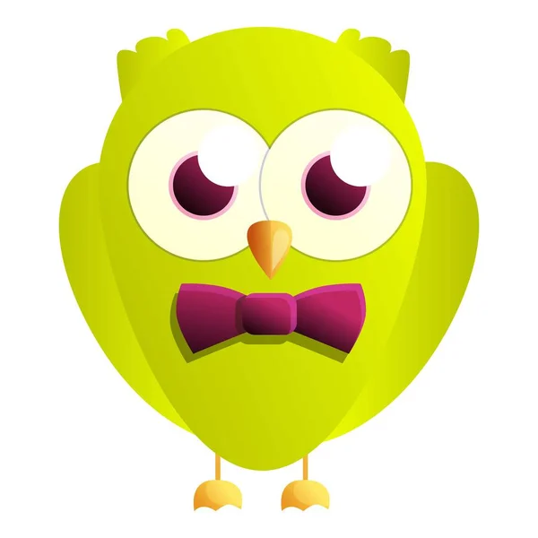 Green lime owl icon, cartoon style — Stock Vector