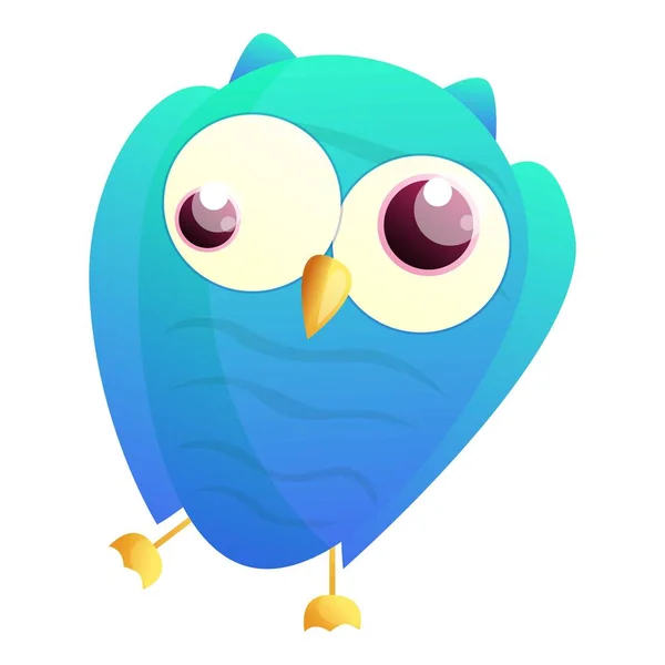 Loco icono de búho azul, estilo de dibujos animados — Vector de stock