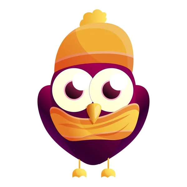 Owl in winter clothes icon, cartoon style — Stock Vector