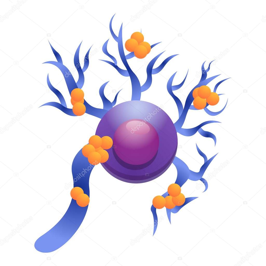 Neuron sick disease icon, cartoon style