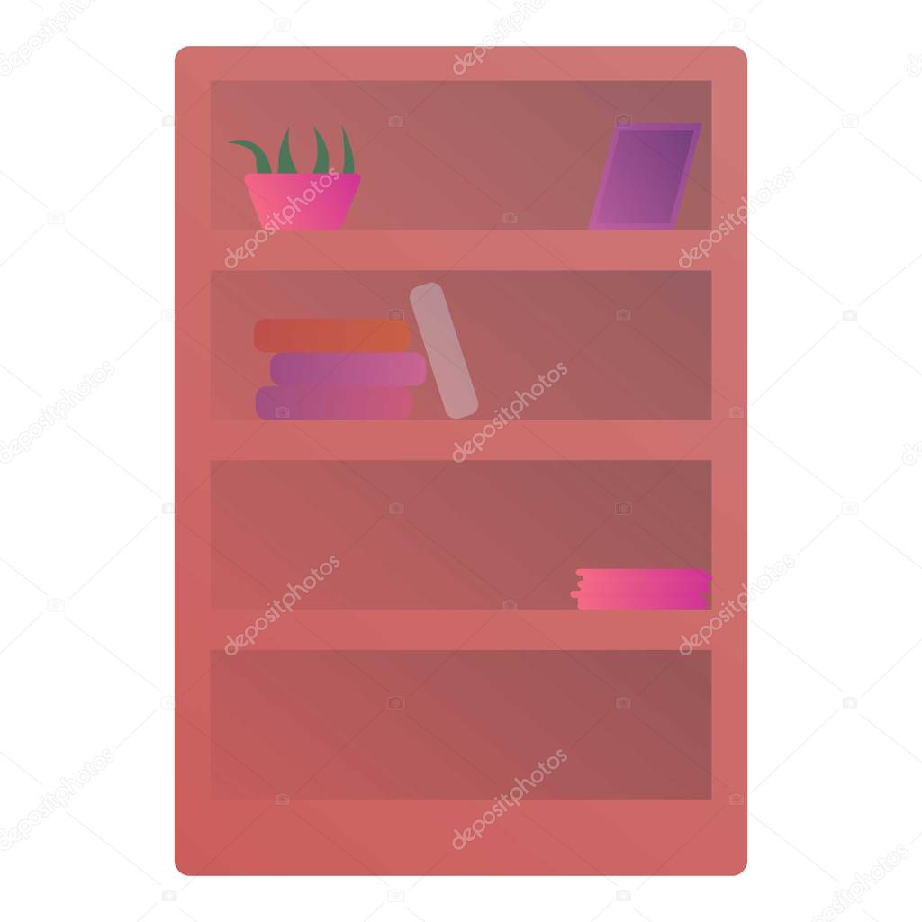 Wood book shelf icon, cartoon style