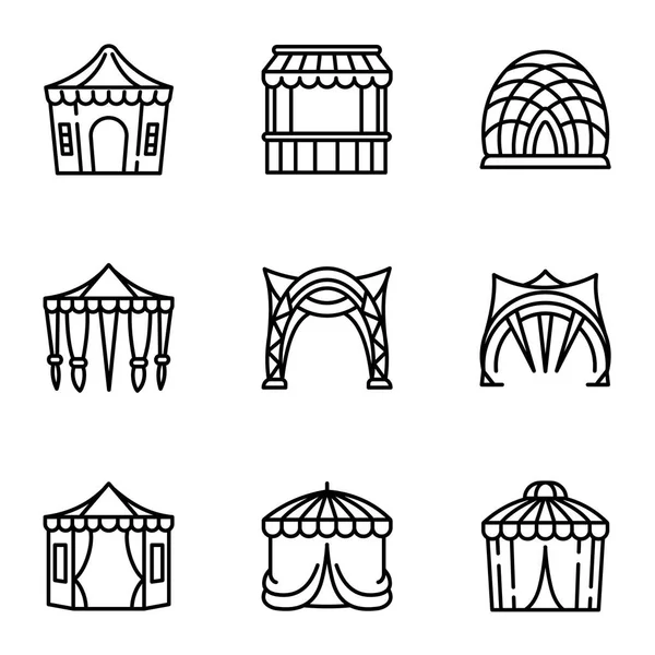 Conjunto de iconos de tienda Festival, estilo de esquema — Archivo Imágenes Vectoriales