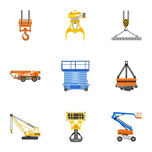 Mobiele lift machine icon set, platte stijl — Stockvector