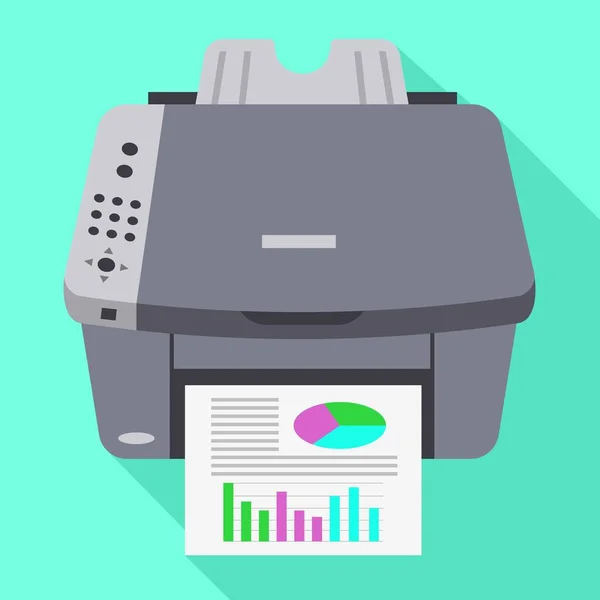 Ícone de impressora de escritório de cor, estilo plano —  Vetores de Stock