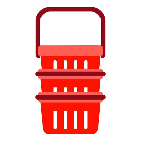 Icono de pila de cesta de tienda roja, estilo plano — Vector de stock