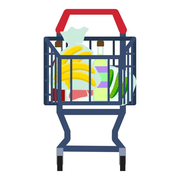 Full front shop cart icon, flat style — Stock Vector