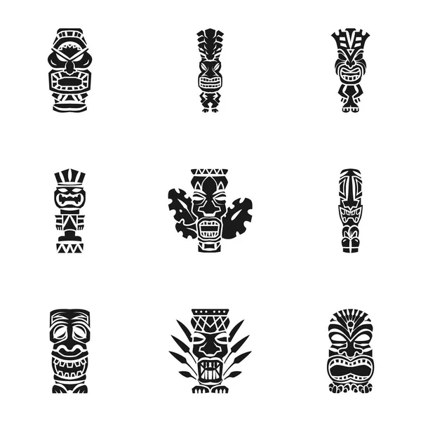 Conjunto de ídolos azteca, estilo simple — Archivo Imágenes Vectoriales