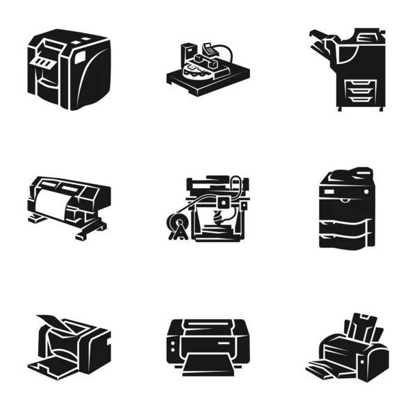 Conjunto de ícones de impressora a laser, estilo simples — Vetor de Stock