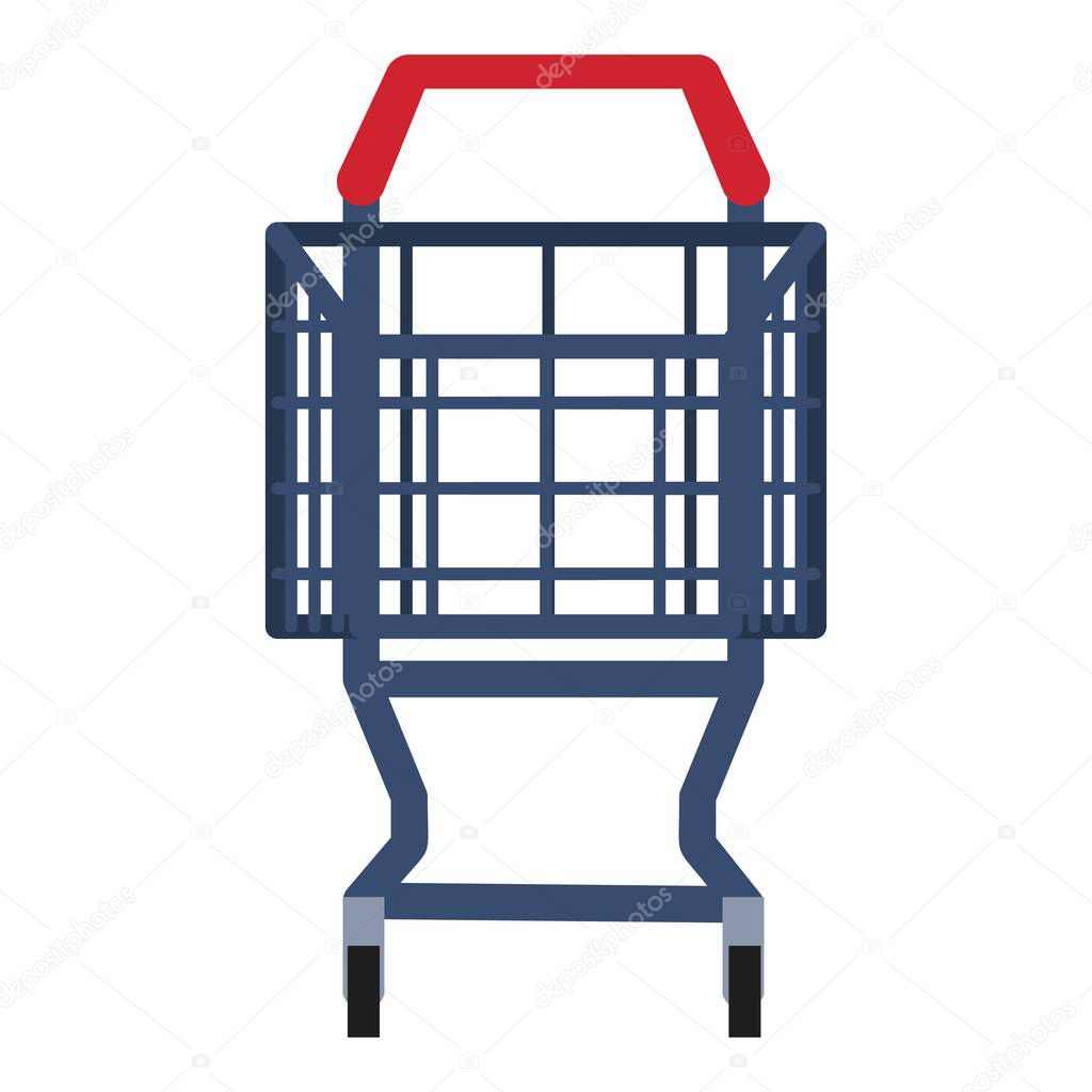 Front metal shop cart icon, flat style