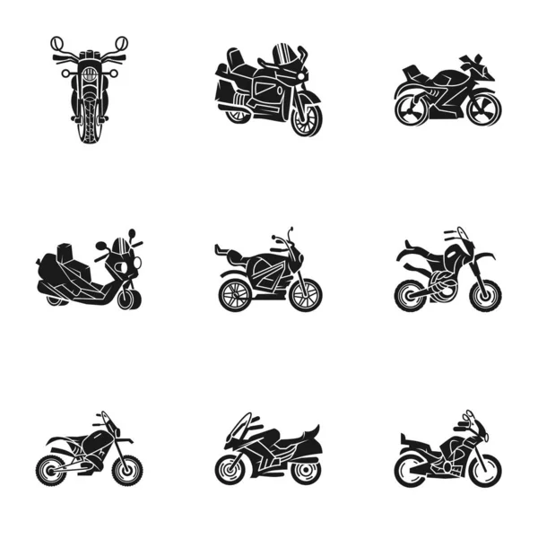 Zestaw ikon miejskich motocykli, prosty styl — Wektor stockowy