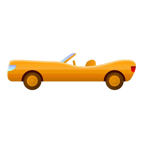 Yellow luxury cabriolet icon, cartoon style — Stock Vector