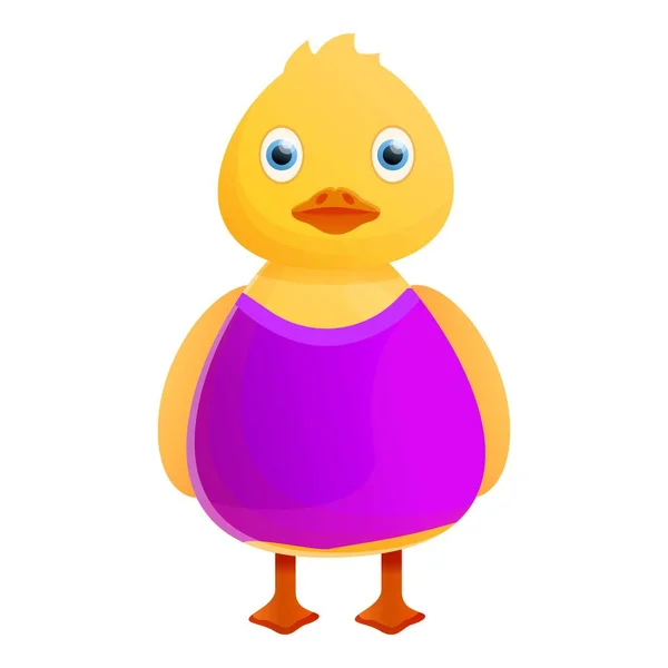 Yellow duck purple clothes icon, cartoon style — Stock Vector