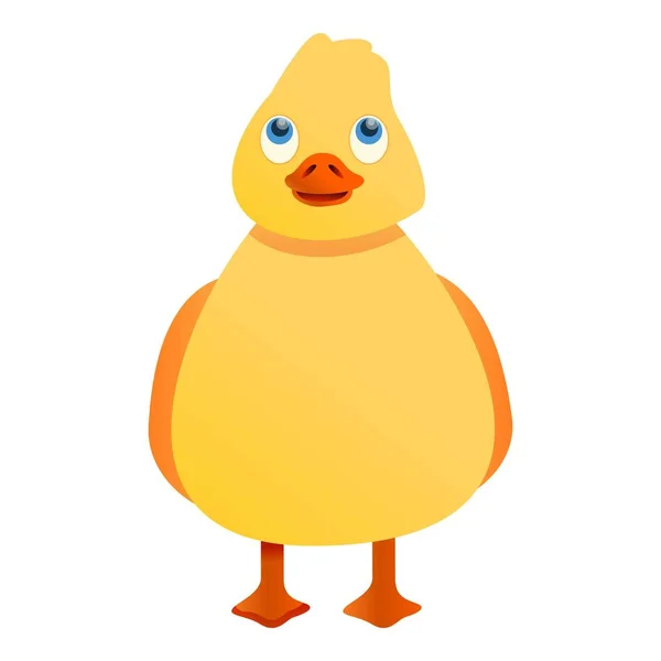 Icono de pato gordo amarillo, estilo de dibujos animados — Vector de stock