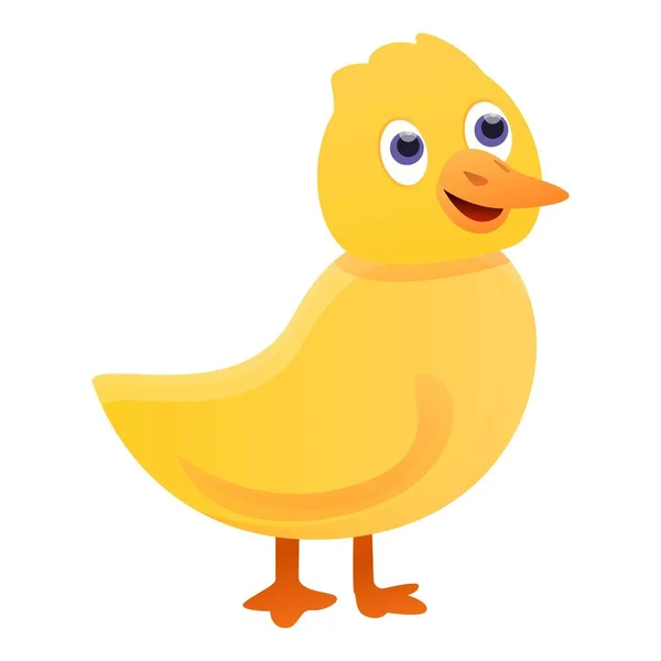 Icono de pato lindo amarillo, estilo de dibujos animados — Vector de stock