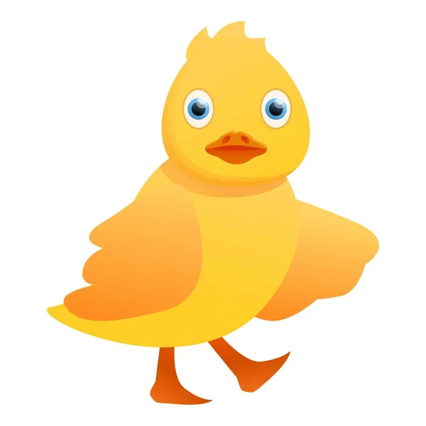 Funny yellow duck icon, cartoon style — Stock Vector