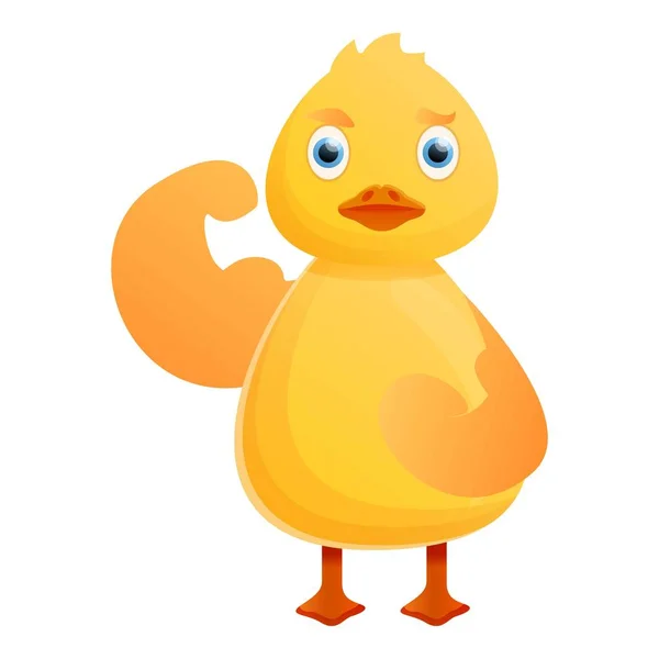 Bodybuilder yellow duck icon, cartoon style — Stock Vector