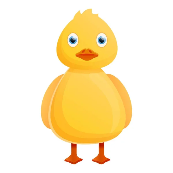 Little yellow duck icon, cartoon style — Stock Vector