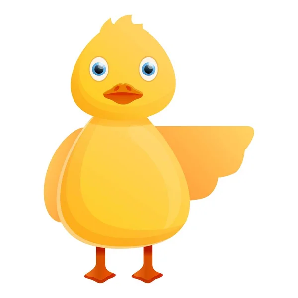 Yellow duck show way icon, cartoon style — Stock Vector