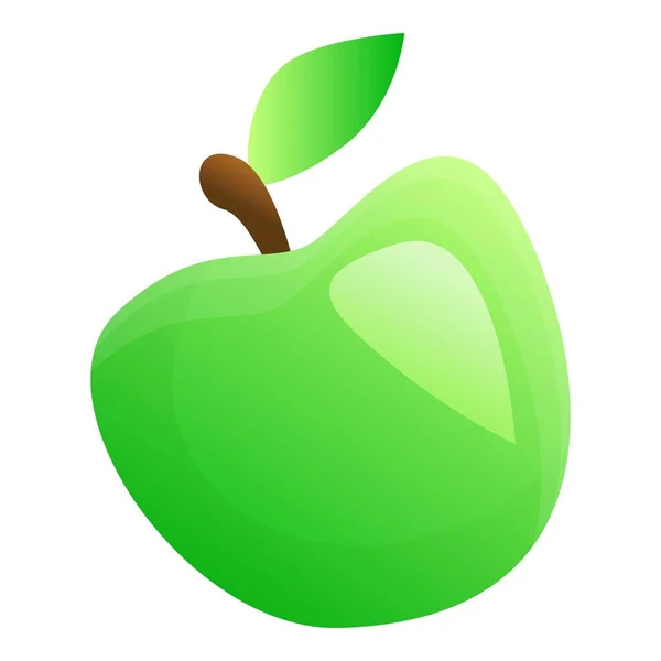 Икона зеленого яблока, стиль мультфильма — стоковый вектор